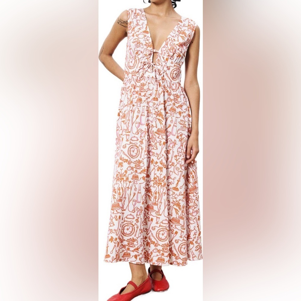 FRNCH PAILONIE TERRACOTTA DAYDREAM MIDI DRESS WOMEN SIZE M